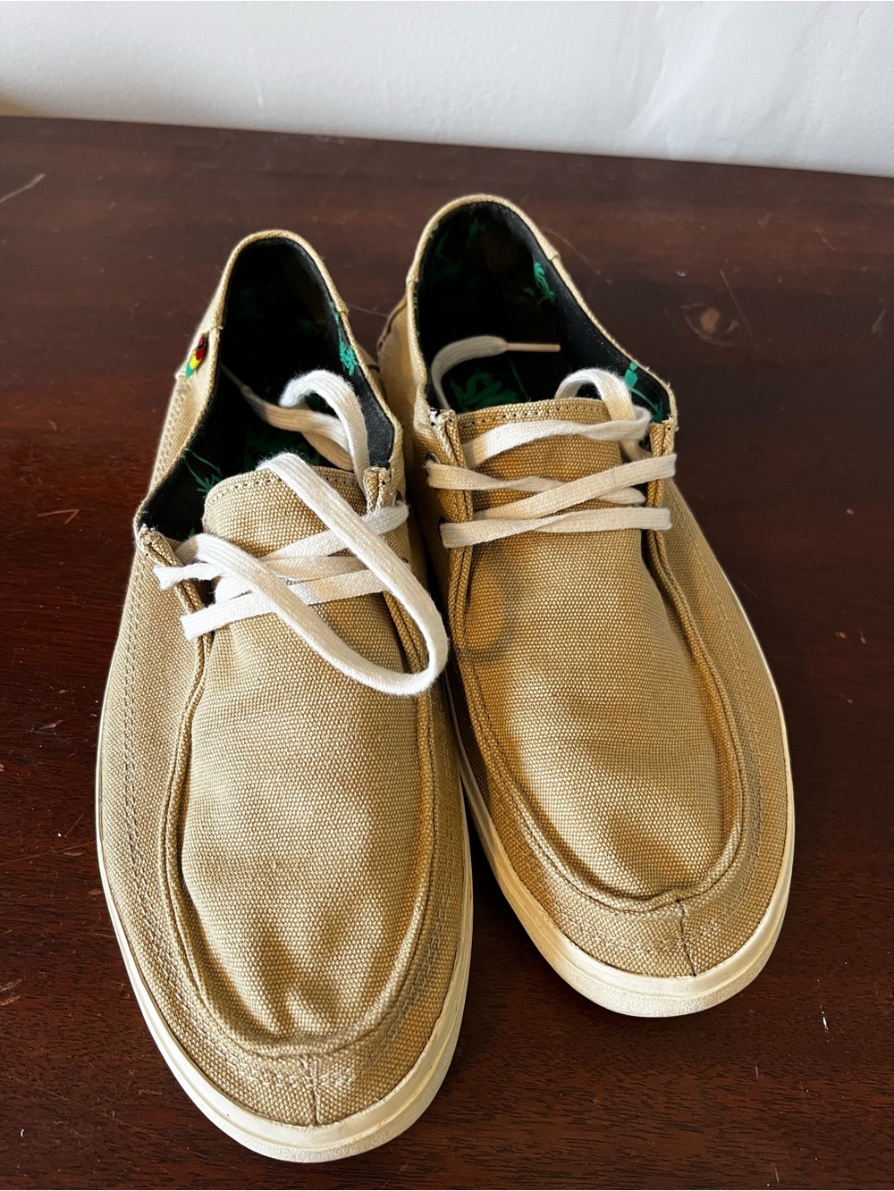 Vans Men's Boat Shoes Beige Canvas Lace-Up US 8.5 Casual